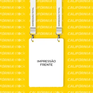 Credencial PVC 4x0 + cordão e 2 mosquetões