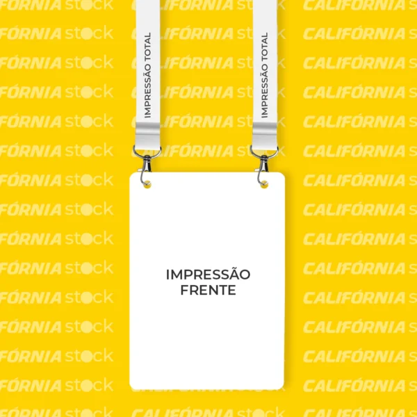 Credencial PVC 4x0 + cordão e 2 mosquetões